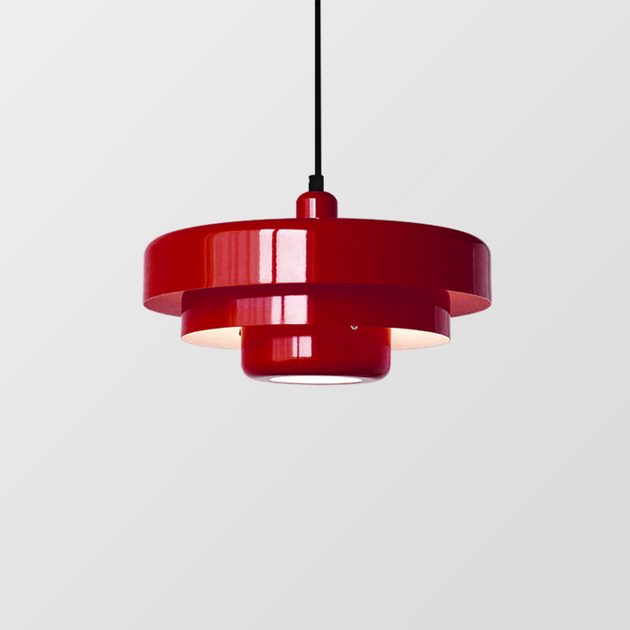 Aureli Tiered Pendant Lamp With Bold Orange White And Forest Green Accents For Modern Living Spaces