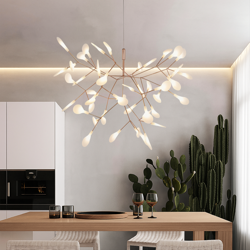 Firefly Pendant Light With 45 LED Points In Rose Gold Metal Ceiling Lamp For Dining Room