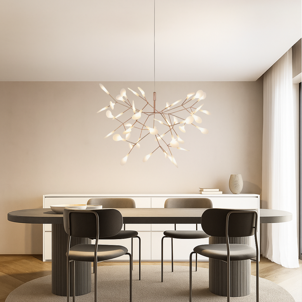 Firefly Pendant Light With 45 LED Points In Rose Gold Metal Ceiling Lamp For Dining Room