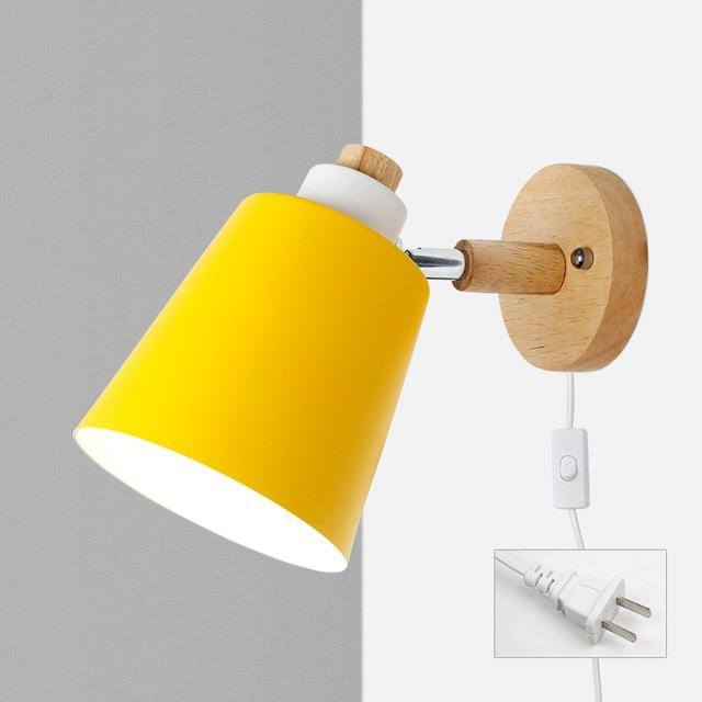 Rotatable Wall Lamp With Wood And Metal, E27 Reading Light, Scandinavian Style