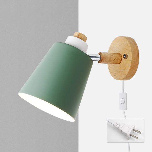 Rotatable Wall Lamp With Wood And Metal, E27 Reading Light, Scandinavian Style