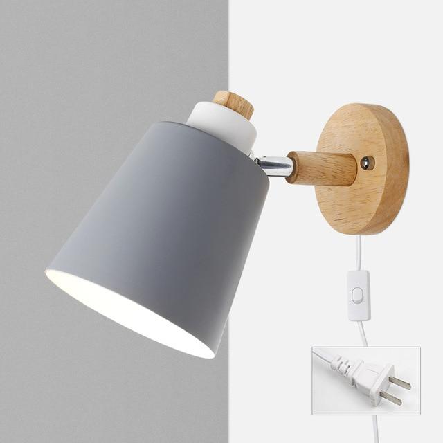 Rotatable Wall Lamp With Wood And Metal, E27 Reading Light, Scandinavian Style