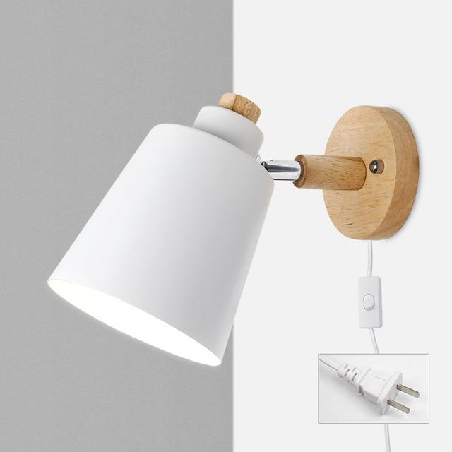 Rotatable Wall Lamp With Wood And Metal, E27 Reading Light, Scandinavian Style