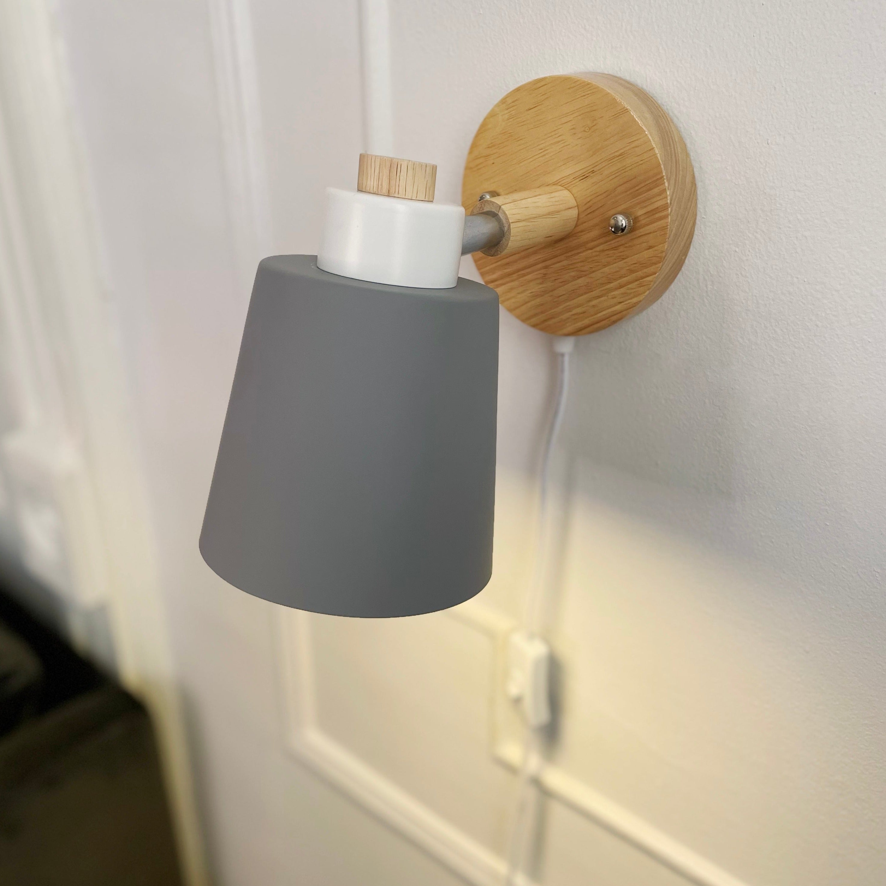 Rotatable Wall Lamp With Wood And Metal, E27 Reading Light, Scandinavian Style