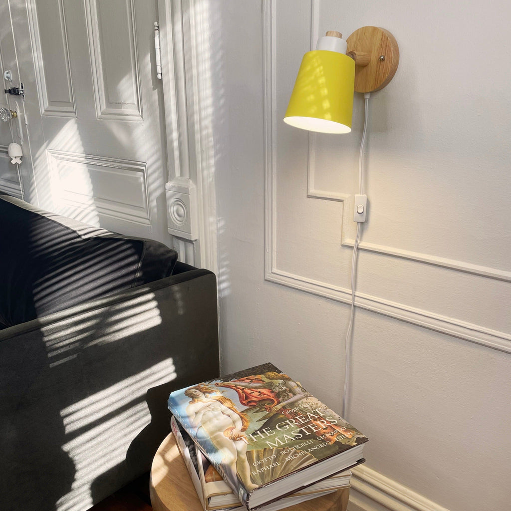 Rotatable Wall Lamp With Wood And Metal, E27 Reading Light, Scandinavian Style