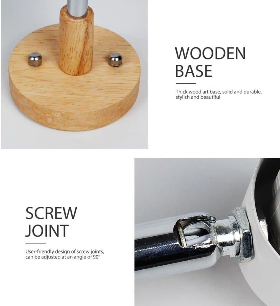 Rotatable Wall Lamp With Wood And Metal, E27 Reading Light, Scandinavian Style
