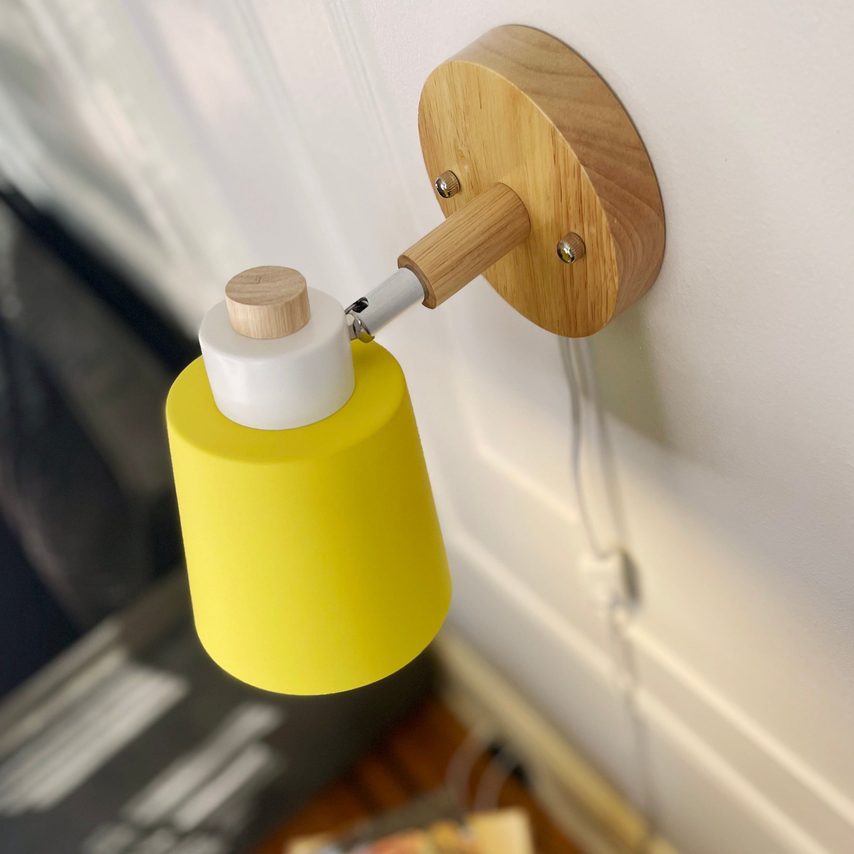 Rotatable Wall Lamp With Wood And Metal, E27 Reading Light, Scandinavian Style