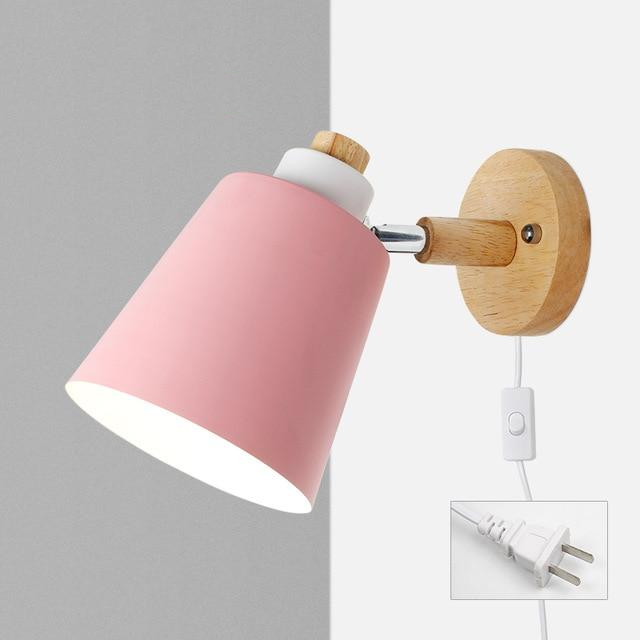 Rotatable Wall Lamp With Wood And Metal, E27 Reading Light, Scandinavian Style