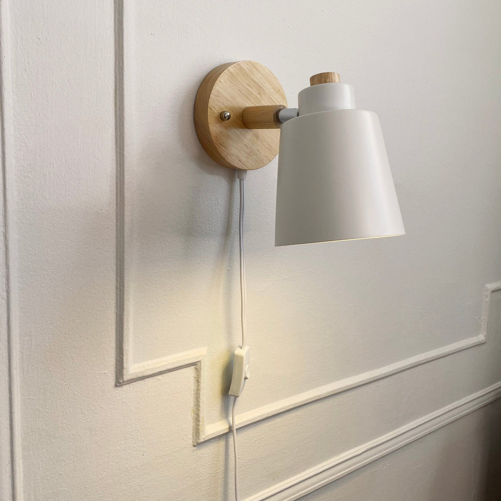 Rotatable Wall Lamp With Wood And Metal, E27 Reading Light, Scandinavian Style