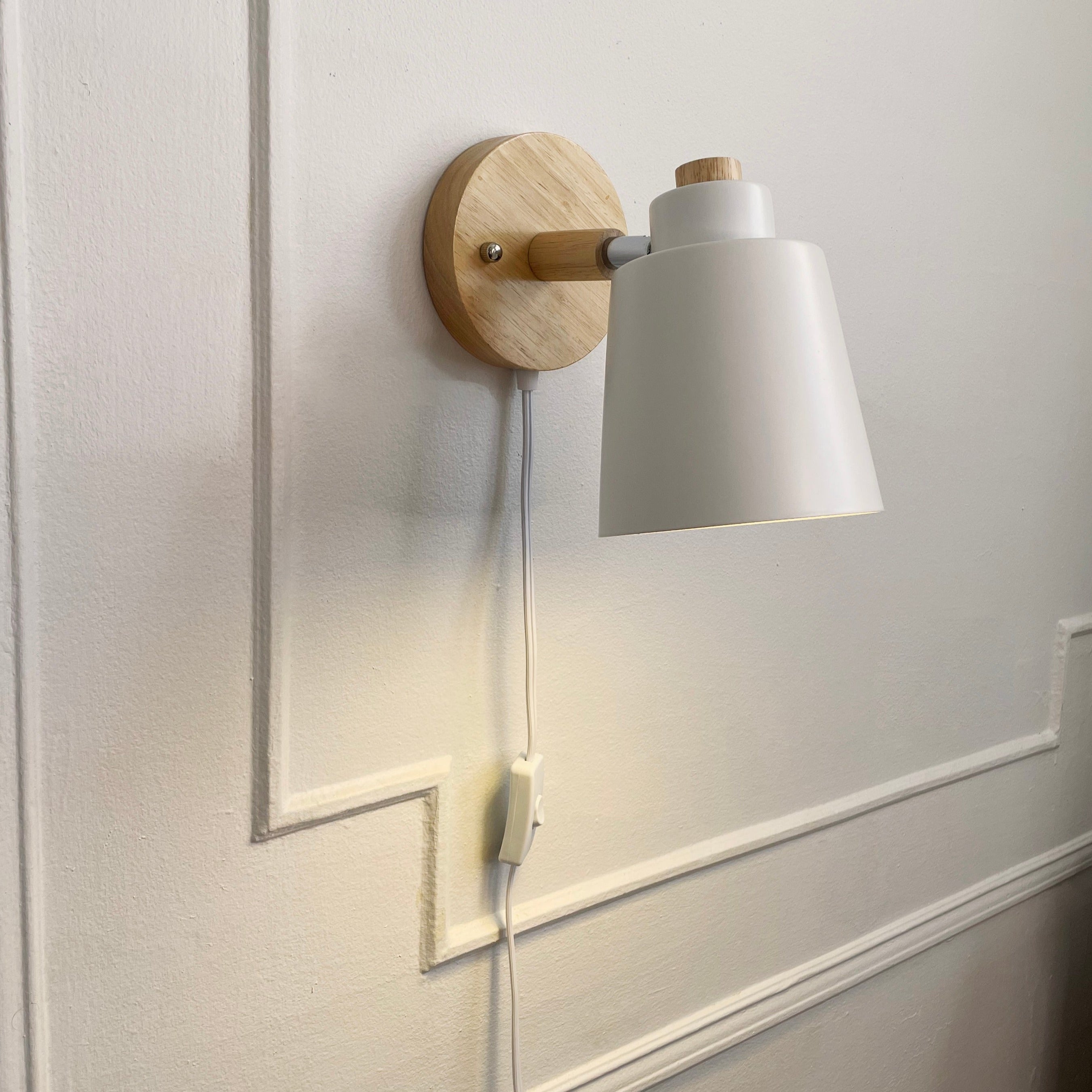 Rotatable Wall Lamp With Wood And Metal, E27 Reading Light, Scandinavian Style