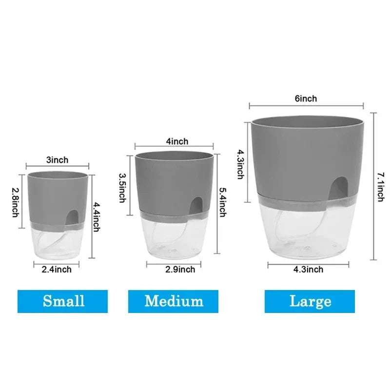 Clear Dual-Tier Plastic Planter With Self-Watering System And Injection Port