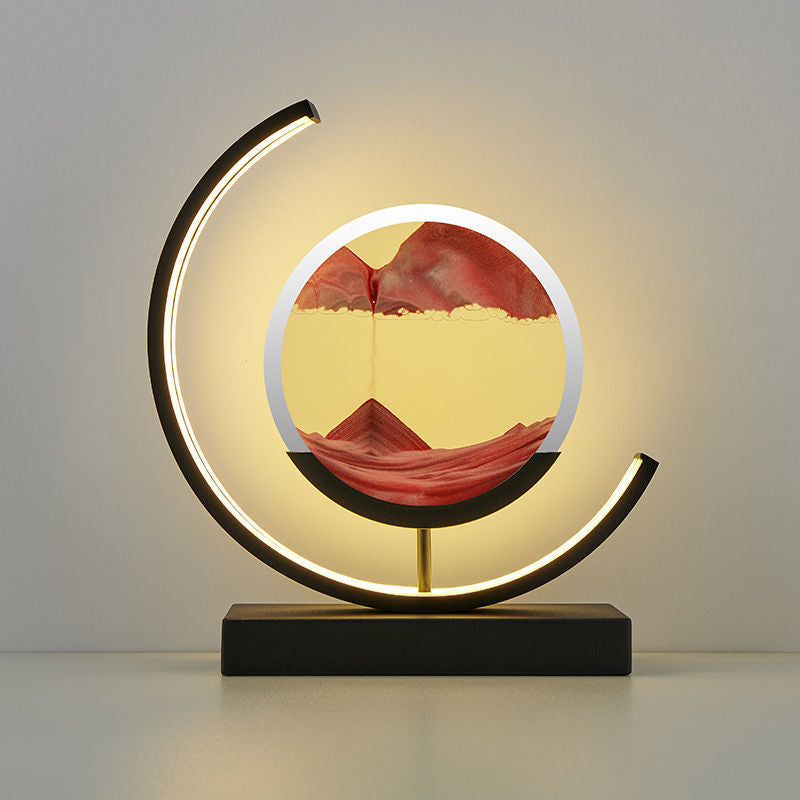 LumaAura Sand Art And Water Moon Light For Desk Decor And Shelves With Subtle LED Glow