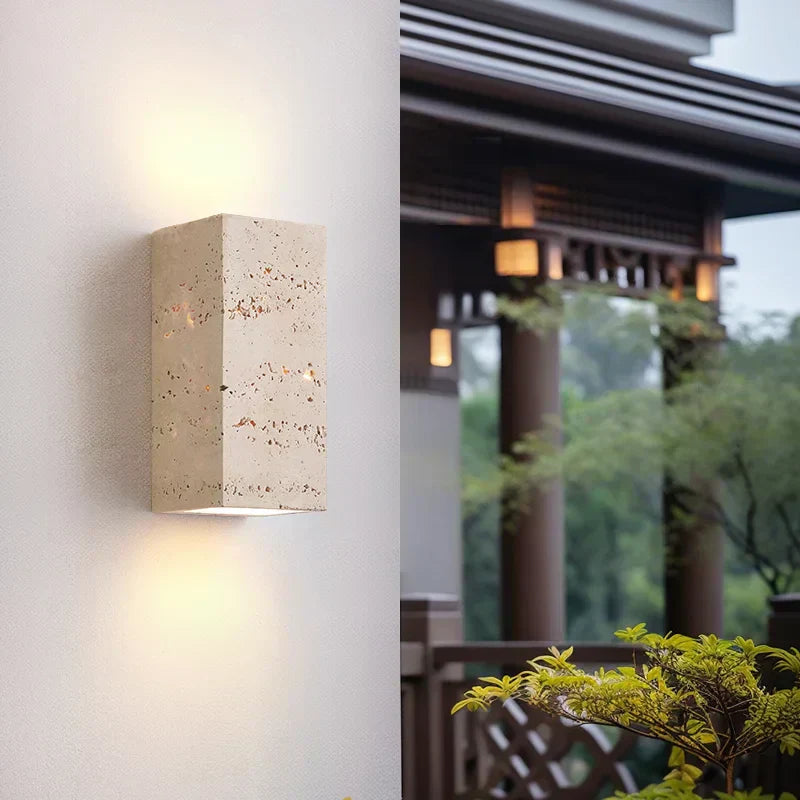 Aster LED Perforated Travertine Wall Sconce, Wall Mounted Lighting Fixture For Modern Interiors