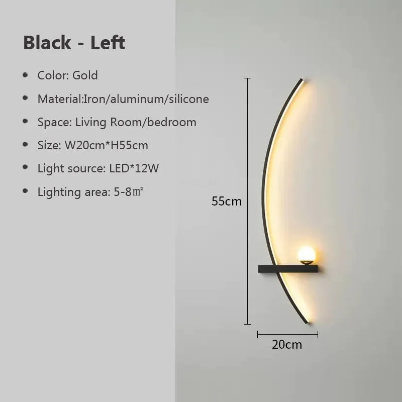 AstraGlow Modern Metal Wall Light With Black And Gold Stripe Finish For Indoor Or Outdoor Use