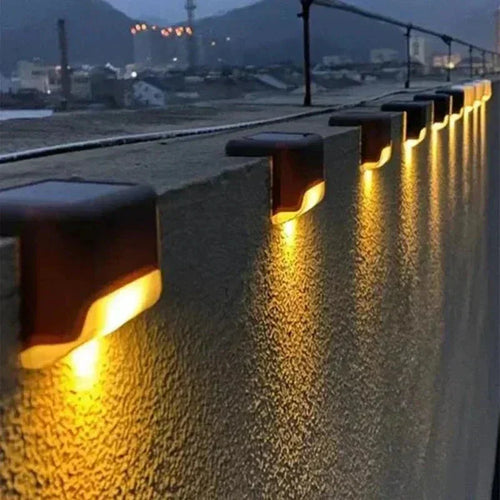 8 Piece Solar Stair Lights Set With Dusk Sensor Waterproof LED Path Lighting