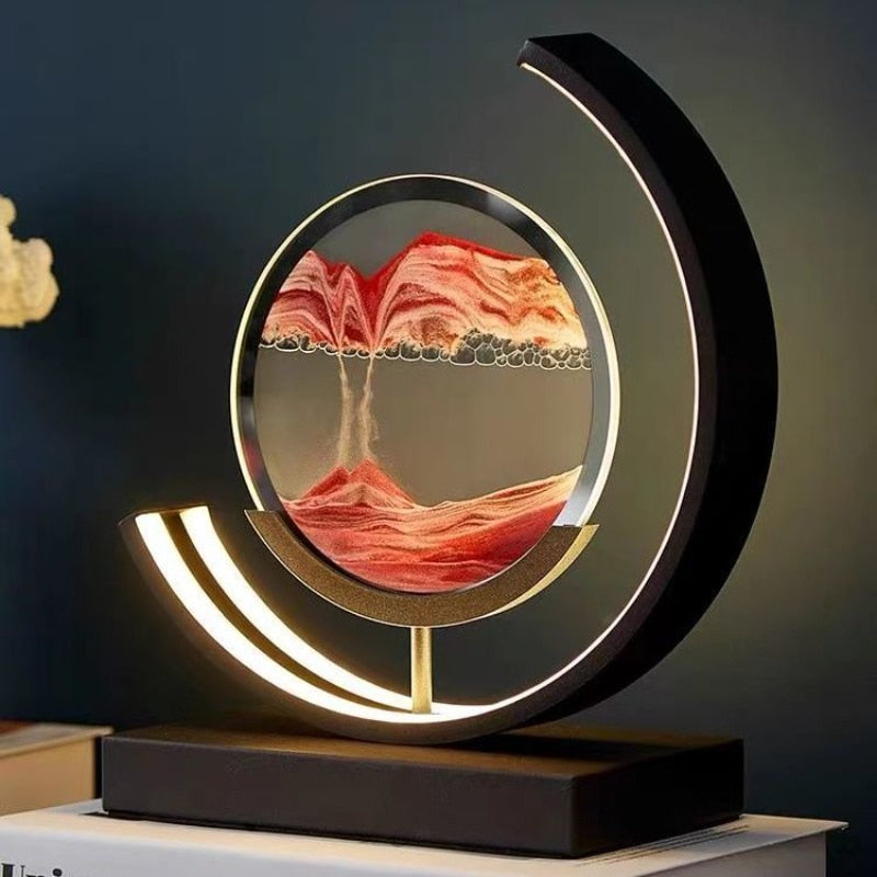 LumaAura Sand Art And Water Moon Light For Desk Decor And Shelves With Subtle LED Glow