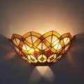 Tiffany Glass Wall Lamp E27, Retro Blue LED Wall Light For Living Room, Bedroom And Hall