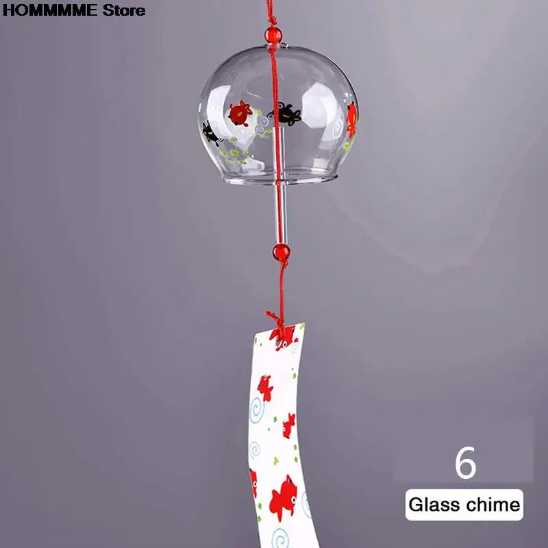 Yumeko Glass Wind Chime Japanese Style Handcrafted With Clear Tone And Decorative Pendant