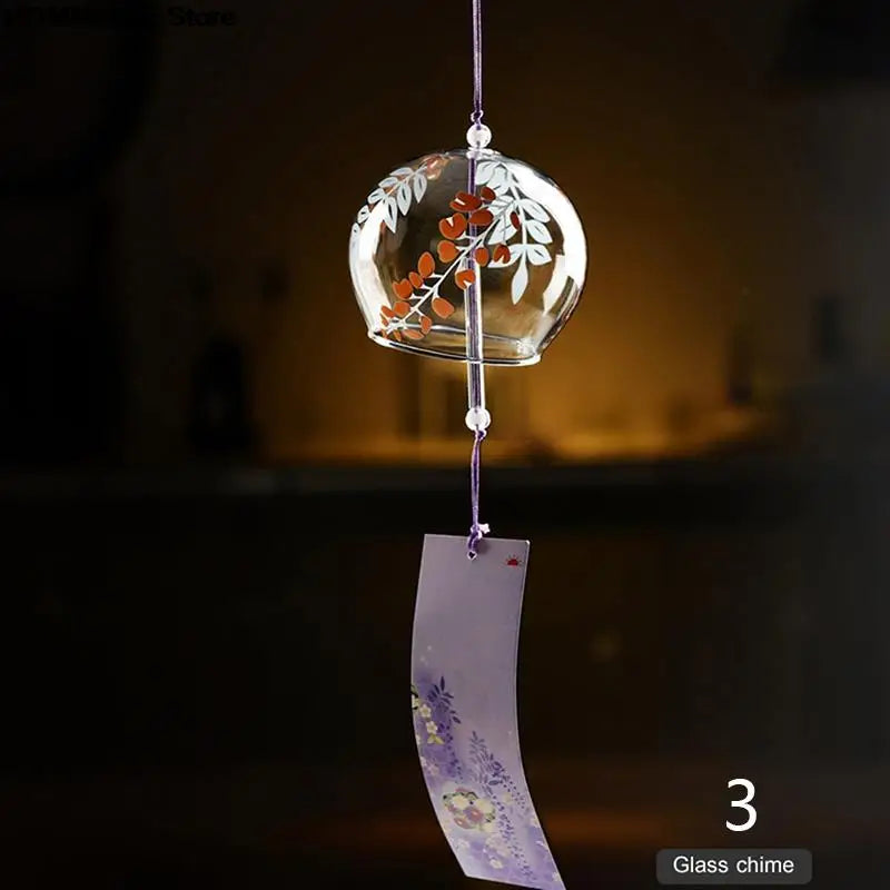 Yumeko Glass Wind Chime Japanese Style Handcrafted With Clear Tone And Decorative Pendant