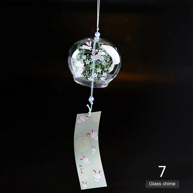 Yumeko Glass Wind Chime Japanese Style Handcrafted With Clear Tone And Decorative Pendant