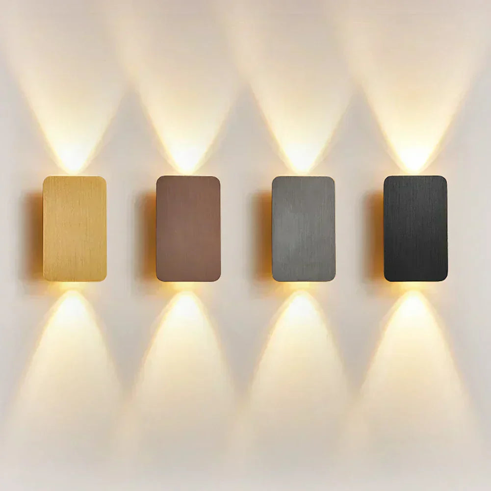 NovaLine Two-Head LED Up Down Wall Sconce Light Black Finish For Indoor Hallways And Living Rooms