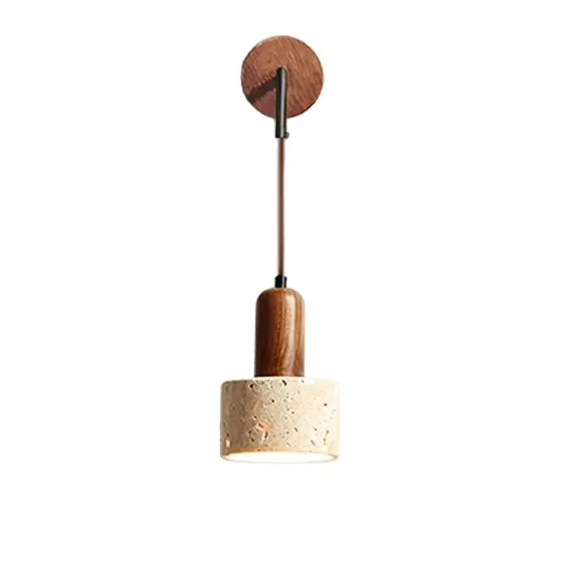 Liora Bedside Lamp With Wood And Travertine Wall Mount For Japandi Spaces In Modern Homes