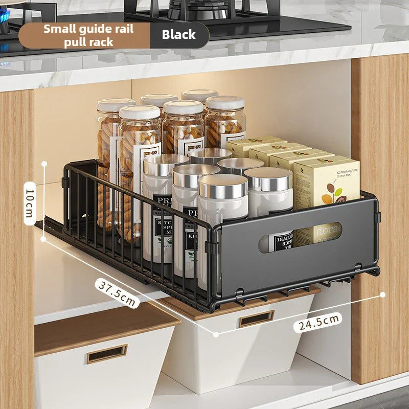 Spice Drawer Extendable Organizer For Deep Cabinet Storage Carbon Steel Black