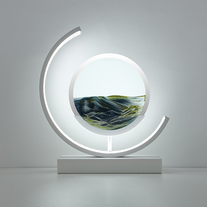 LumaAura Sand Art And Water Moon Light For Desk Decor And Shelves With Subtle LED Glow