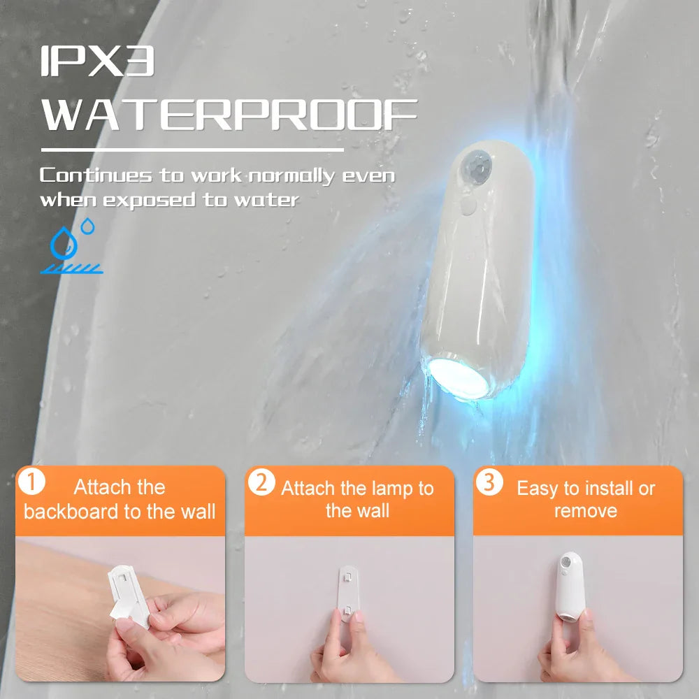 Motion Activated Toilet Night Light With RGB Colors Rechargeable IPX3 Waterproof