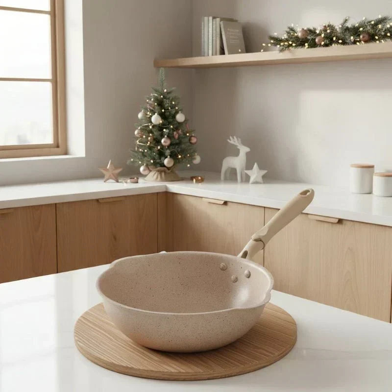 TerraStone Pro Deep Nonstick Wok — Maifan Stone Coating, Three-Layer Base, Aluminum Alloy