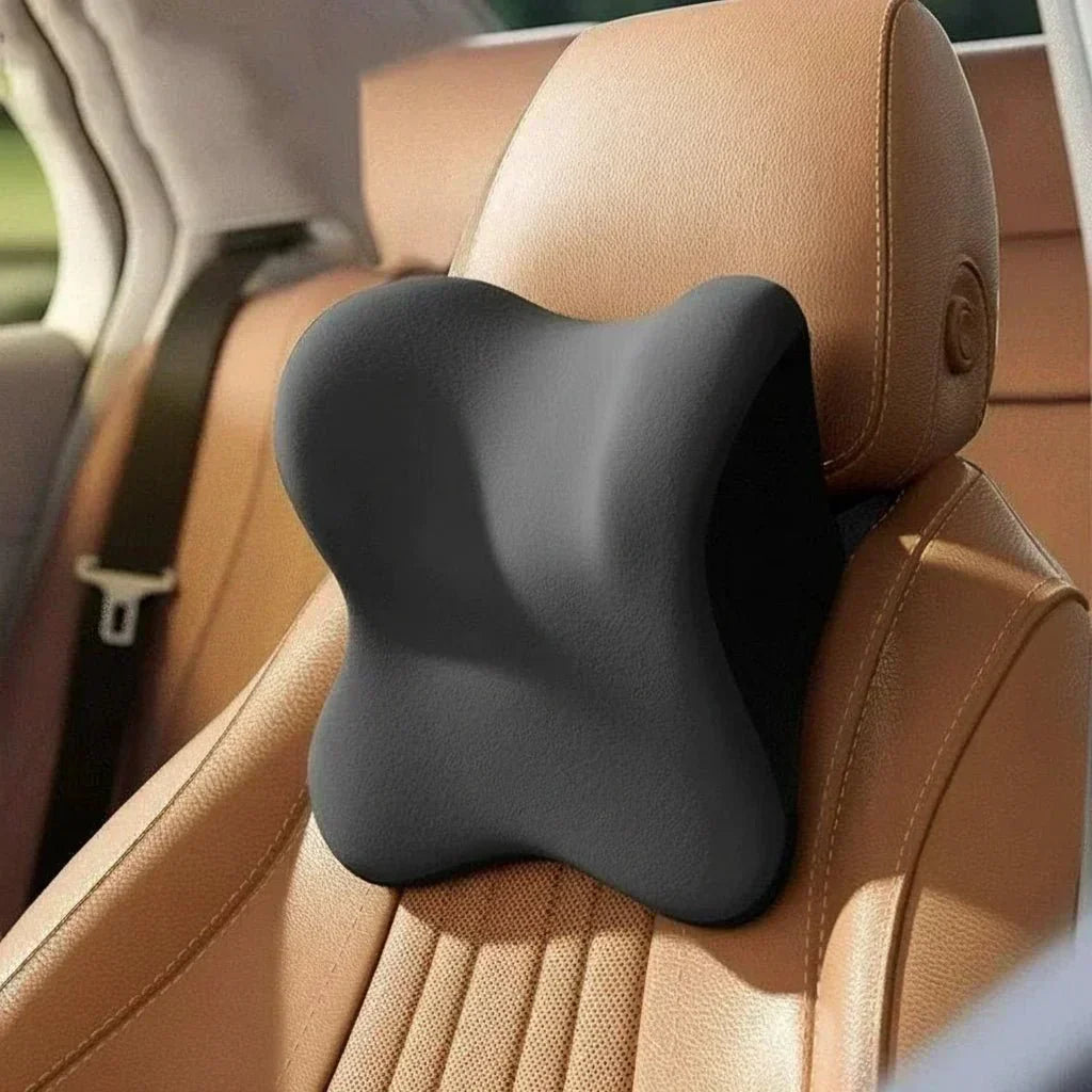 AeroEase Memory Foam Car Pillow — Contoured Neck and Lumbar Support