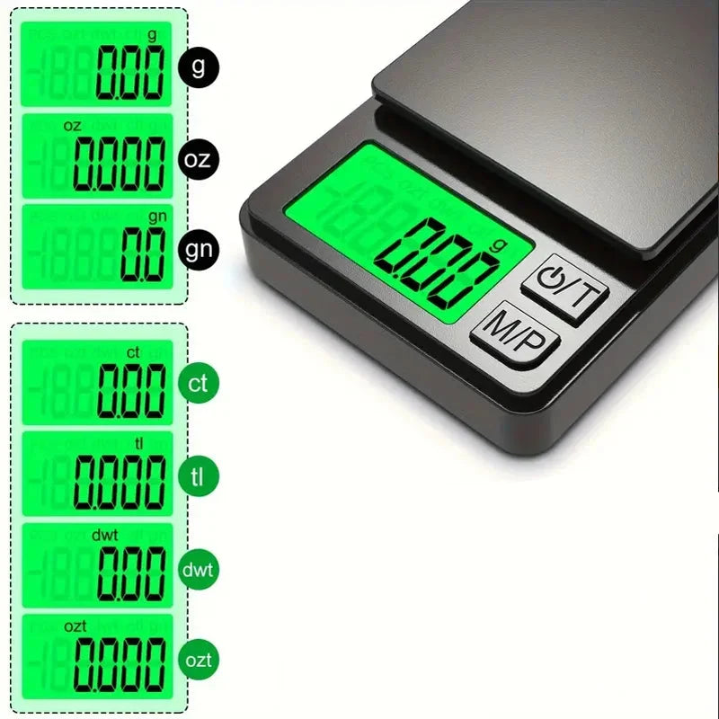 Digitale Taschenwaage — Präzision von 0.01 g oder 0.1 g, hintergrundbeleuchtetes Display