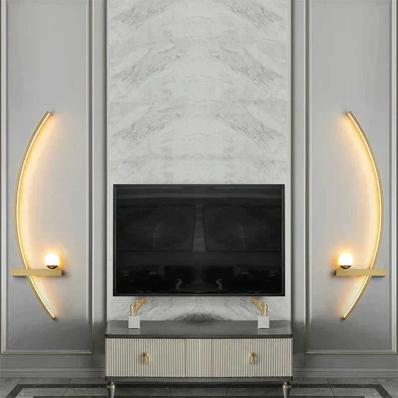 AstraGlow Modern Metal Wall Light With Black And Gold Stripe Finish For Indoor Or Outdoor Use