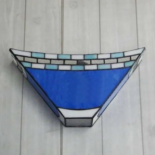 Tiffany Glass Wall Lamp E27, Retro Blue LED Wall Light For Living Room, Bedroom And Hall