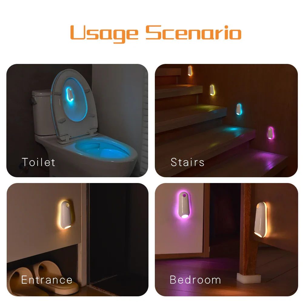 Motion Activated Toilet Night Light With RGB Colors Rechargeable IPX3 Waterproof