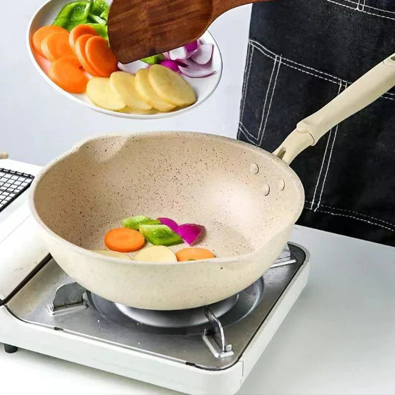 TerraStone Pro Deep Nonstick Wok — Maifan Stone Coating, Three-Layer Base, Aluminum Alloy