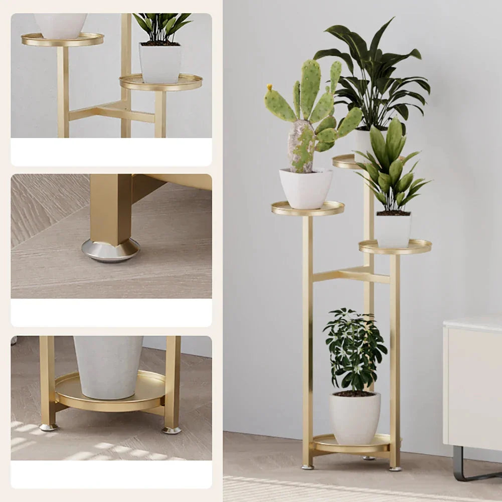 Metalen plantenrek met meerdere niveaus — Verspringende ronde planken, 3 hoogteopties