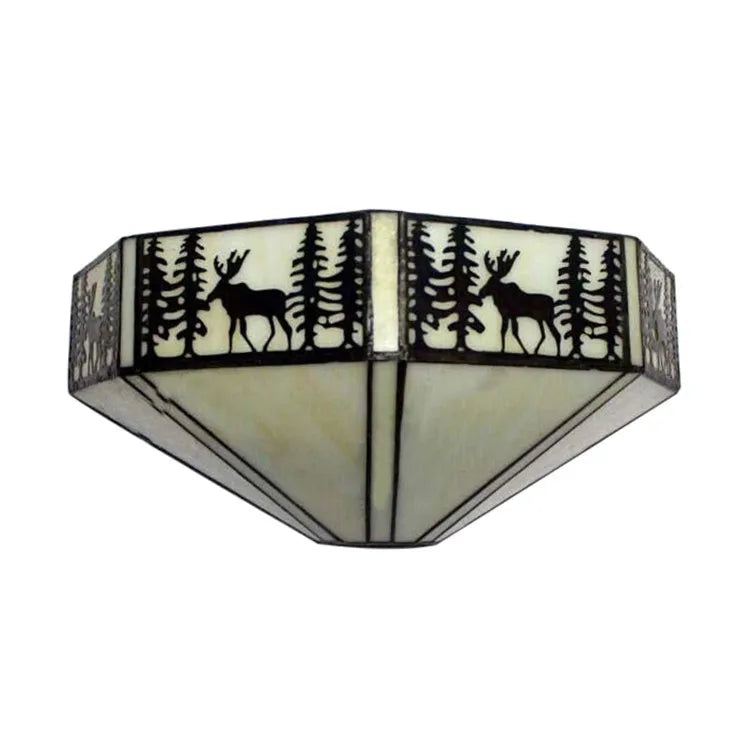 Tiffany Glass Wall Lamp E27, Retro Blue LED Wall Light For Living Room, Bedroom And Hall