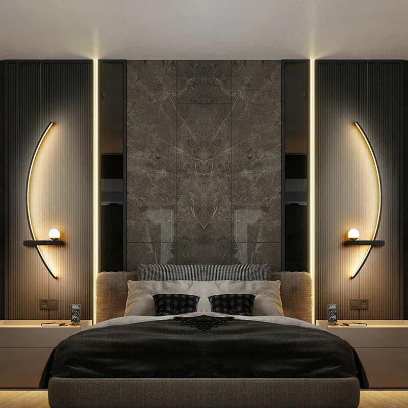 AstraGlow Modern Metal Wall Light With Black And Gold Stripe Finish For Indoor Or Outdoor Use