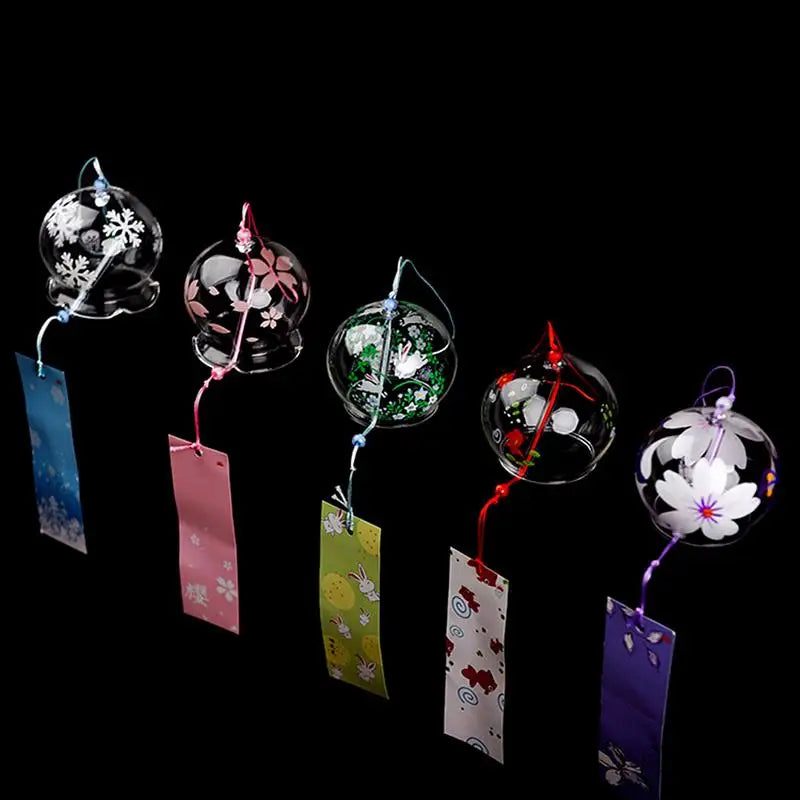 Yumeko Glass Wind Chime Japanese Style Handcrafted With Clear Tone And Decorative Pendant