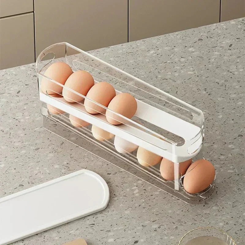 EggFlow automatisk äggorganiserare med två nivåer och rullfunktion — framåtrullningsmekanism