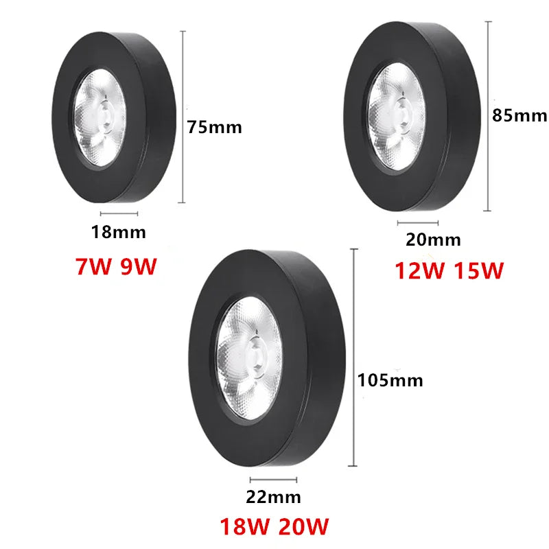 Ultra-Thin LED Surface Downlight Aluminum Anti-Glare for Kitchen, Bath, Living Areas 90-260V