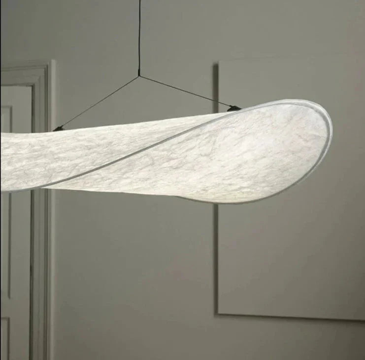 Elegant Lyra Pendant Light Led With Chip Pattern And Tyvek Knit Shade For Modern Interiors