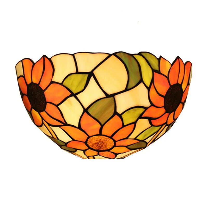 Tiffany Glass Wall Lamp E27, Retro Blue LED Wall Light For Living Room, Bedroom And Hall