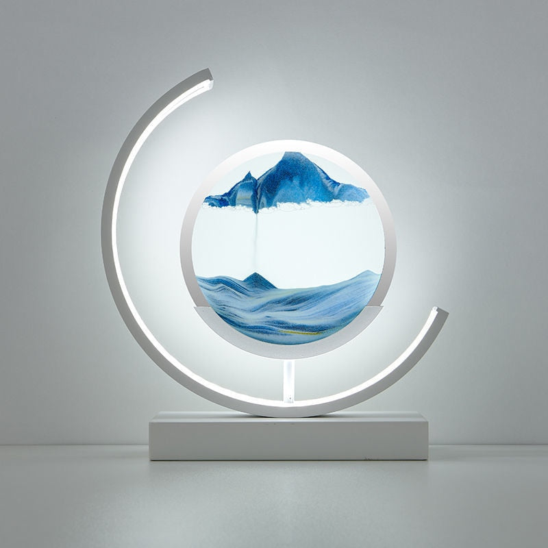 LumaAura Sand Art And Water Moon Light For Desk Decor And Shelves With Subtle LED Glow