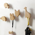 Wooden Animal Wall Hooks Self Adhesive Coat Rack For Kids Room Scandinavian Wall Decor