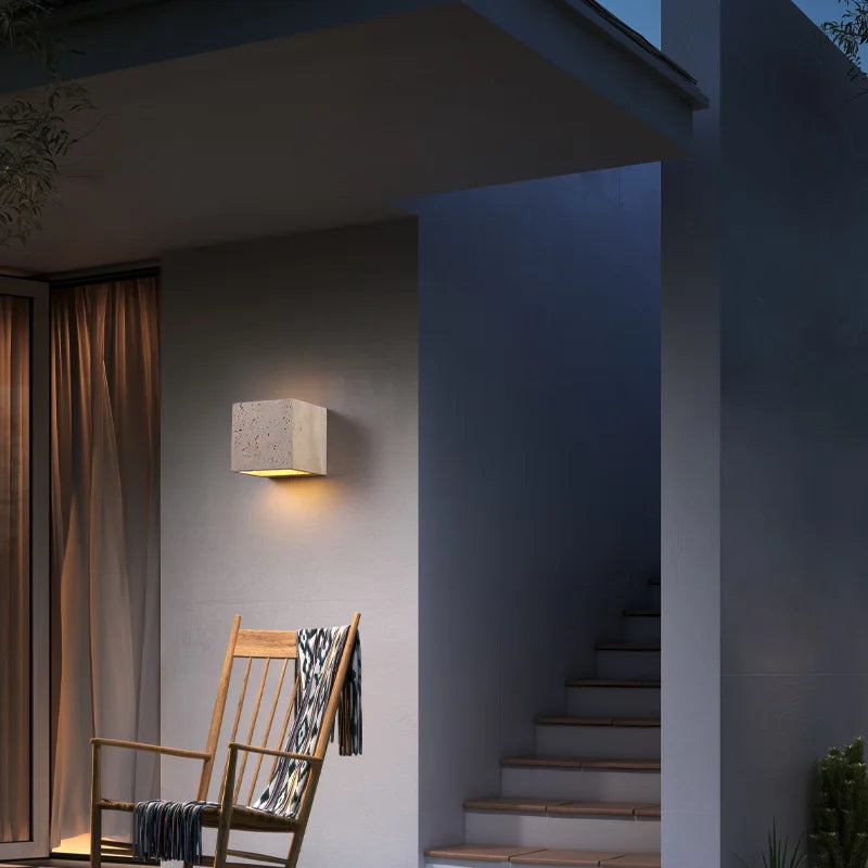 Aster LED Perforated Travertine Wall Sconce, Wall Mounted Lighting Fixture For Modern Interiors