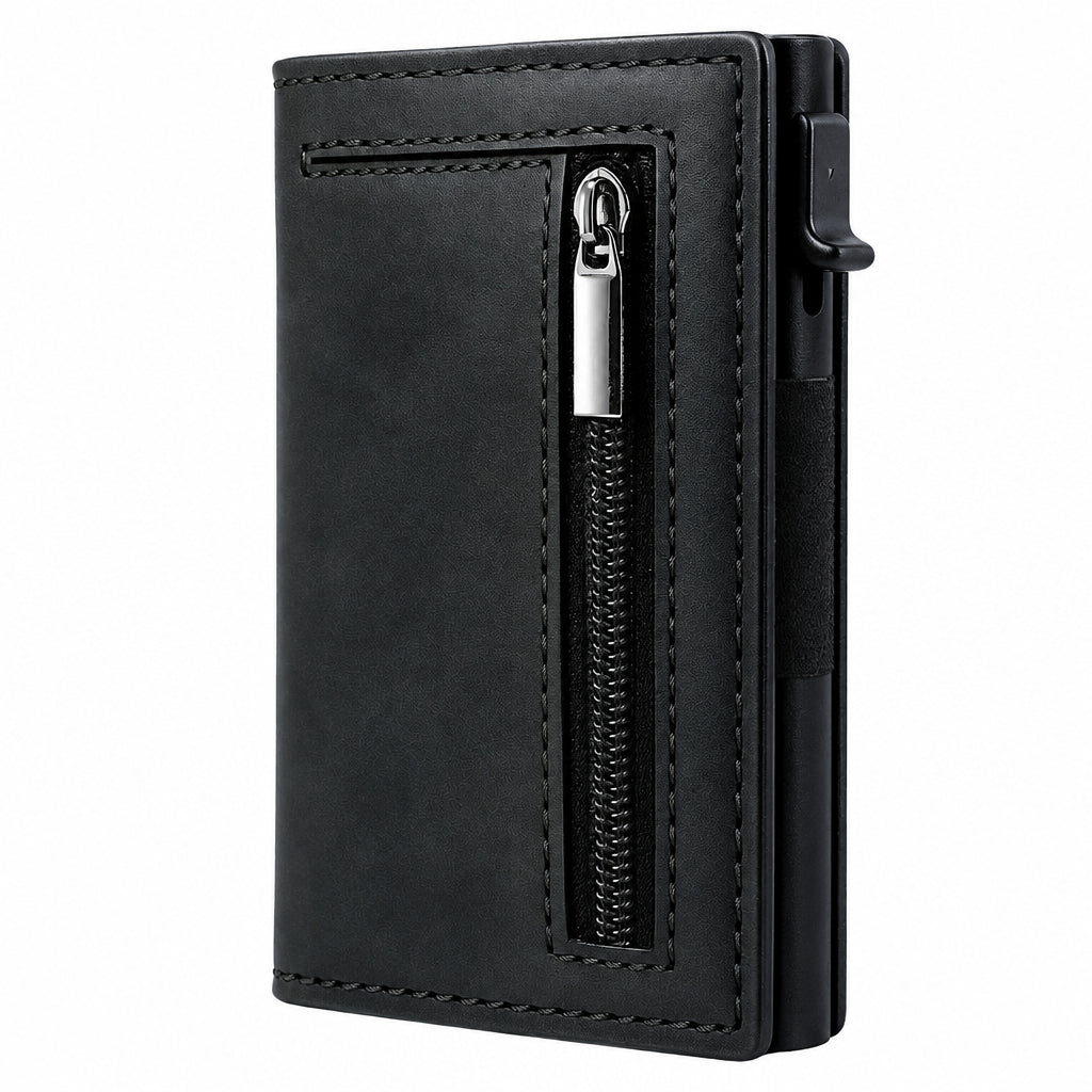 Cartera delgada con bloqueo RFID POCKETELLE — Portatarjetas compacto para el día a día