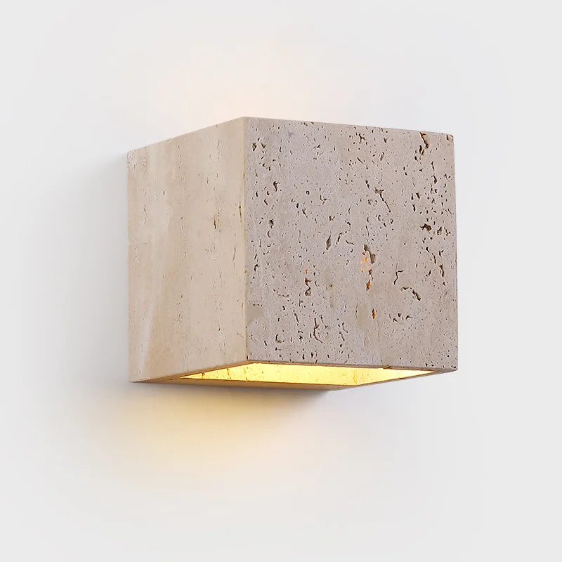 Aster LED Perforated Travertine Wall Sconce, Wall Mounted Lighting Fixture For Modern Interiors