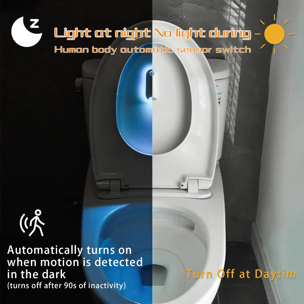 Motion Activated Toilet Night Light With RGB Colors Rechargeable IPX3 Waterproof